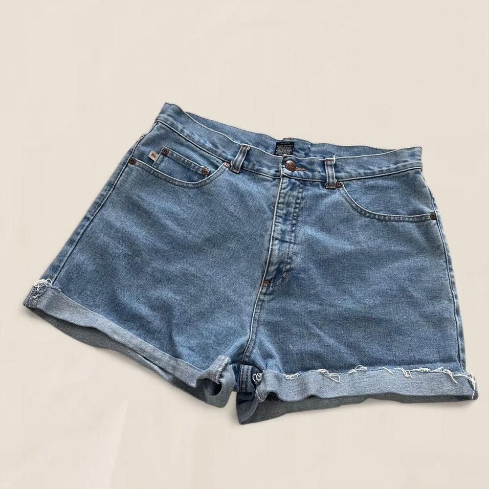 Vintage Y2K Light Wash Distressed Denim Shorts Size 12 Grunge Indie Sleaze